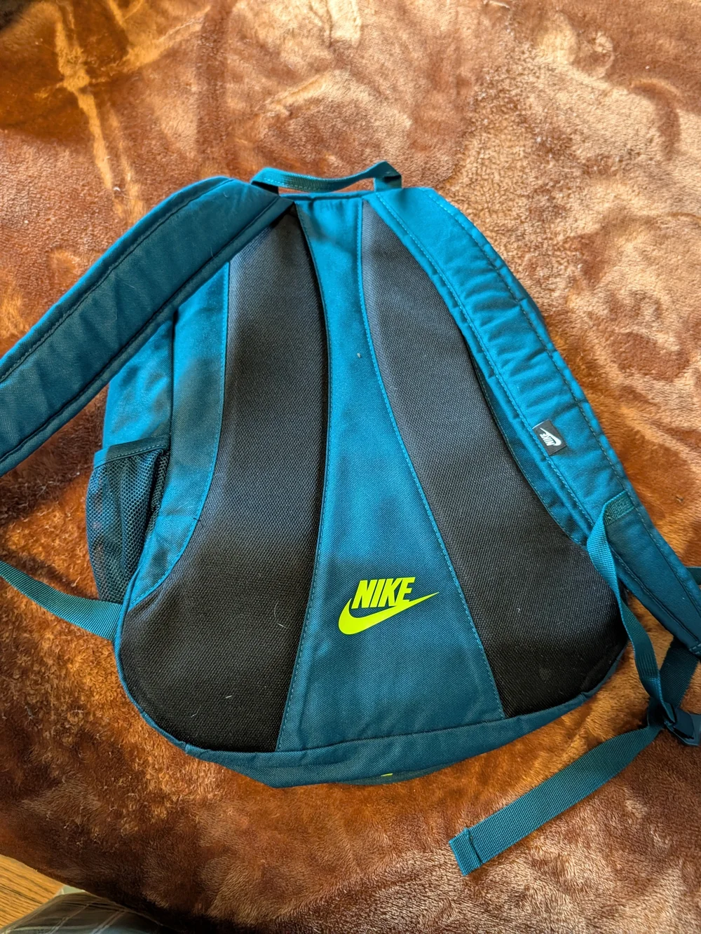 Nike Backpack in Teal with Neon Yellow Logo